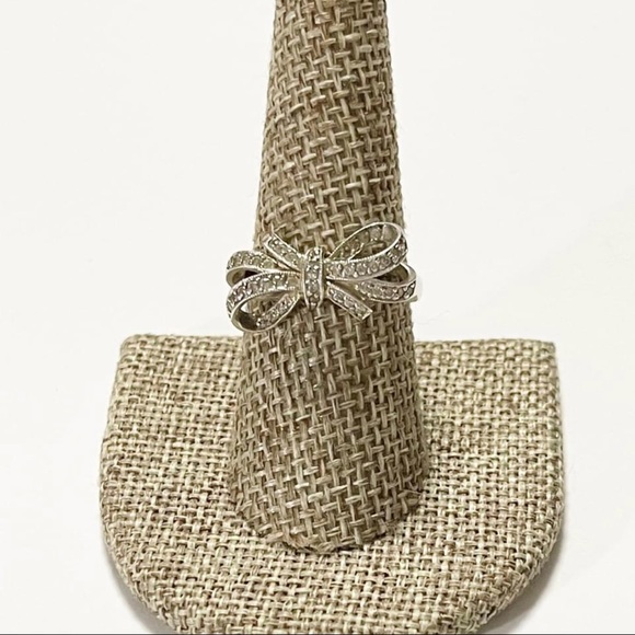 QVC Jewelry - Vintage Sterling Silver Diamonique CZ Bow Ring